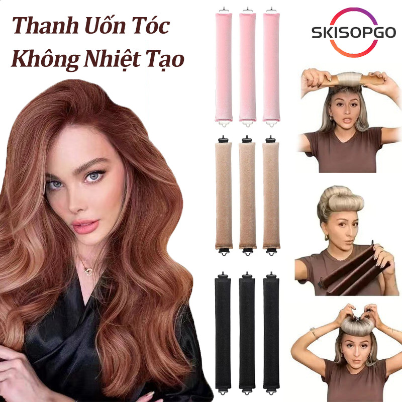 3 Thanh Uốn Tóc Không Nhiệt Tạo Kiểu Tóc Xoăn Khi Ngủ Chất Liệu Vải Xốp Mềm Mại Dễ Chịu Đơn Giản Sử Dụng