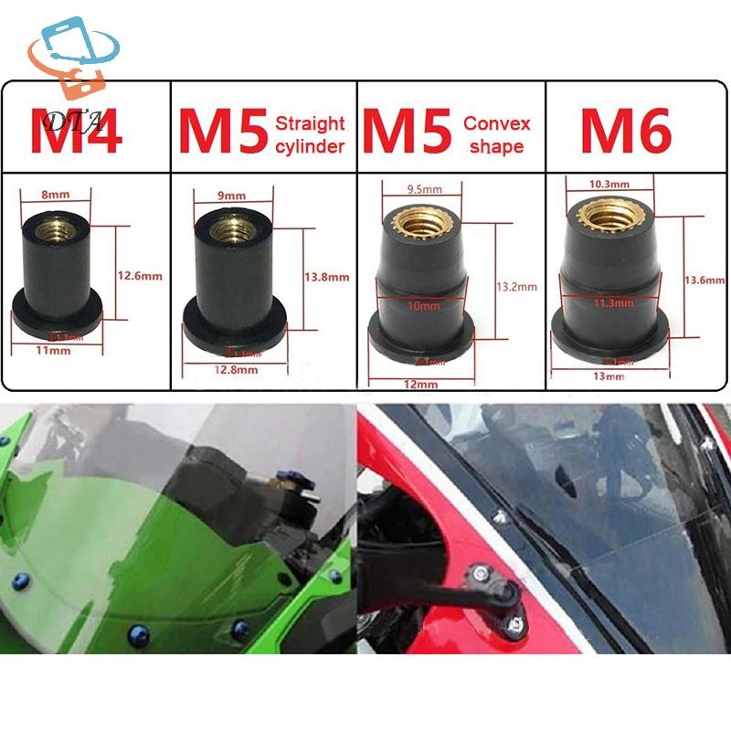 [Dta] Đai ốc cao su điều chỉnh kính chắn gió xe máy N4m5m6 Đai ốc bằng đồng mở rộng Cao su giếng Đai ốc đinh tán VN