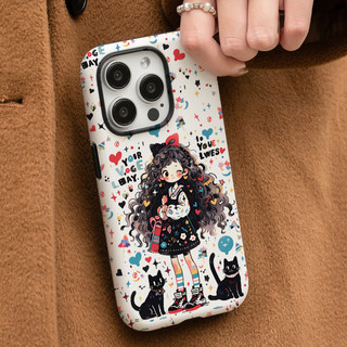 Ốp điện thoại 2 trong 1 Graffiti Girl tương thích với iPhone 15 Pro Max, Apple 16 14 Plus 11 / 12 / 13 Pro Max, vỏ bảo vệ chống sốc mới