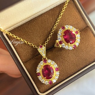 Châu Âu Mỹ ins Phong Cách Mới Kim Cương Hoa Hồng Ruby Phù Hợp Với Nữ