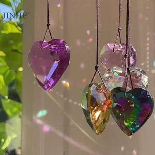 Jinhf 1 Trái Tim Tình Yêu Pha Lê Cửa Sổ Thủ Công Pha Lê Windchimes Trang Trí Sân Vườn Treo Mặt Dây Chuyền Chuông Gió Mặt Trời Bắt Trang Trí HOT