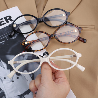 Kính hình bầu dục cổ điển Retro Khung tròn Phụ kiện thời trang Unisex, Khung nhựa nhẹ có ống kính trong suốt, Kính mắt tối giản cho nam / nữ
