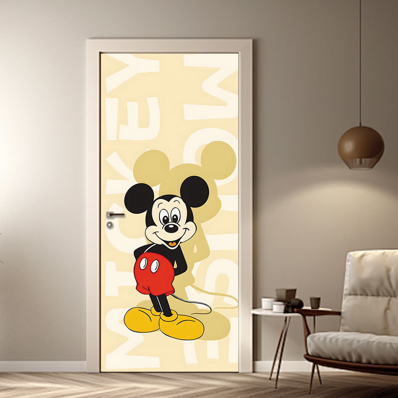 Tủ Quần Áo Disney Phòng Dán Trang Trí Chuột Mickey Cửa Trượt Sáng Tạo Cửa Tự Dính Tân Trang Hoạt Hình Dán Trẻ Em 4.15