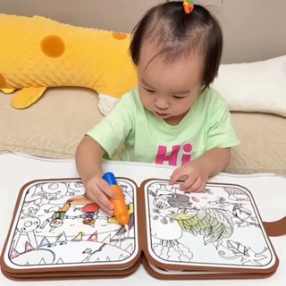 Đồ Chơi Cuốn Sổ Ma Thuật 2 Trong 1 - Tranh Tô Màu Nước Tự Xóa Kèm Bóc Dán Có Thể Tháo Ra Và Dán Lại Đa Dạng Chủ Đề ChoBé