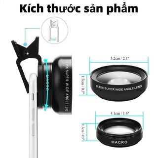 Bộ Ống Kính 2 Trong 1 Cho Điện Thoại Góc Rộng và Macro, Ống Kính Góc Rộng 0.45x