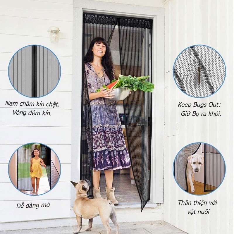 Rèm lưới chống muỗi, Rèm Cửa Từ Tính Chống Muỗi, Chống côn trùng/bụi, Dễ Lắp Đặt Không Cần Khoan Đục