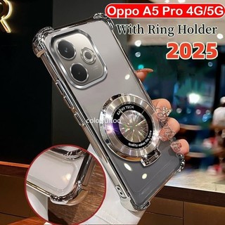Ốp Mềm Oppo A5 Pro 2025 Cho Oppo A6 A5 Pro A3Pro A3X A3 A5Pro A6Pro 4G 5G Ốp Lưng Chống Sốc Thạch Trong Suốt Có Giá Đỡ Từ Tính Dày Túi Khí Ốp Lưng Điện Thoại
