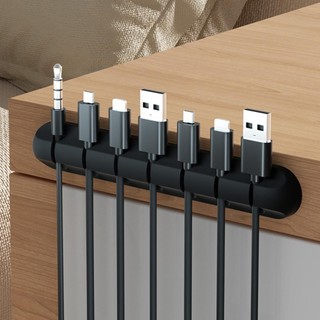 Bộ cuộn cáp USB OIWLSAX321, Bộ sắp xếp cáp màu đen để bàn, Kẹp quản lý silicon linh hoạt cho bàn phím chuột Bảo vệ tai nghe