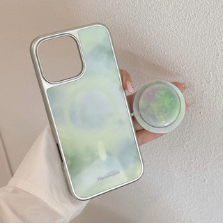 [Sheren] Giá đỡ từ tính họa tiết đá cẩm thạch xanh tươi Thích hợp cho i16 15 14 13 12 11 pro max Vỏ bảo vệ chống sốc