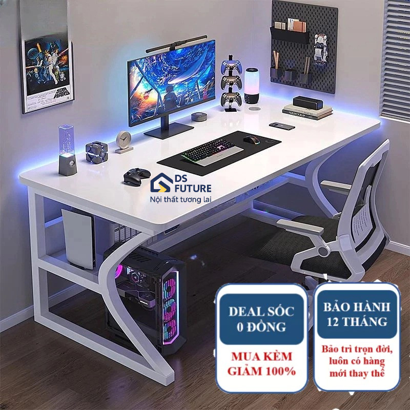 Bàn làm việc, bàn gaming chữ K - mặt bàn gỗ MDF bo góc - bàn có kệ lửng để đồ - chân sắt sơn tĩnh điện chịu tải 200kg | BigBuy360 - bigbuy360.vn