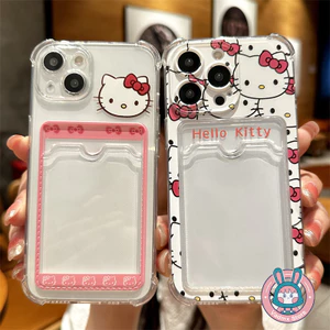 Vỏ Đựng Thẻ Hello Kitty Cho OPPO A3 A3X A60 A40 A79 A78 A58 A38 A18 A17 A17K A16 A16K A16E 5G 4G Phim Hoạt Hình Dễ Thương Ví Điện Thoại Cặp Đôi Trong Suốt Mềm