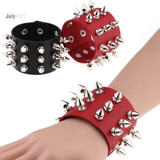 JULYHOT Ba Hàng Đinh Tán Đinh Tán Nhẫn Rộng Da Punk Gothic Rock Vòng Tay Massivedeals Quà Tặng