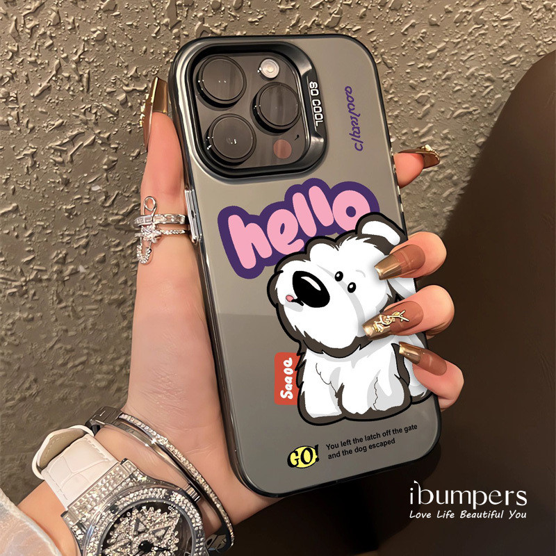 ibumpers Ốp Điện Thoại iPhone Họa Tiết Con Chó Con Dễ Thương Quyến Rũ Cho IPhone 16 15 14 12 13 11 Pro Max IP 7 8 Plus X XS XR Ốp Lưng IMD Cứng Và Nhẵn