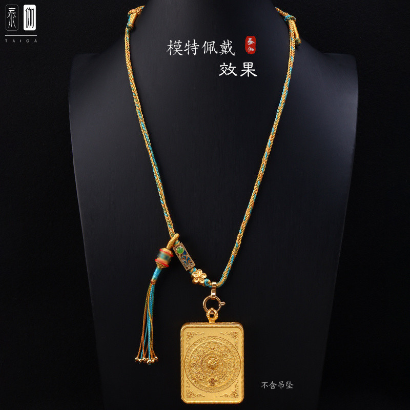 Vòng cổ Taiga Tây Tạng đan tay 8081, mặt dây Thangka, phong cách Tây Tạng, phối màu, dây 25.4.25