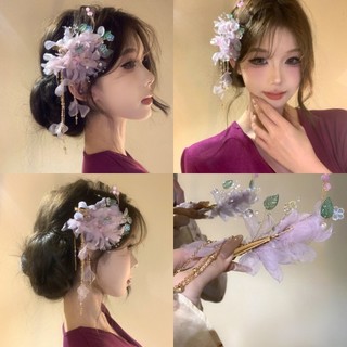 Vải hoa ngọc trai tua rua kẹp tóc chụp ảnh bầu không khí mỏ vịt mâm cặp mũ rừng phụ kiện tóc ngọt ngào