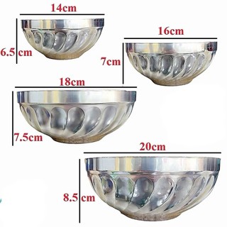 Tô inox 2 lớp cách nhiệt chống nóng size 16cm dùng ăn cơm canh tiện lợi bền đẹp