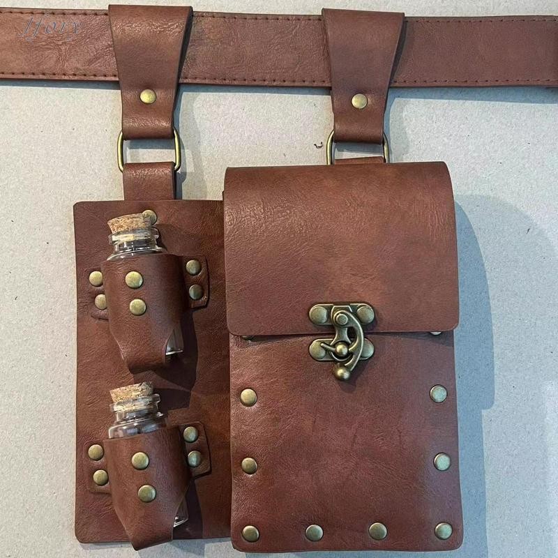 Túi đeo thắt lưng thời trung cổ Jfory Dây da PU eo Steampunk cho