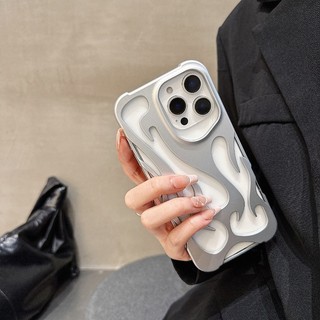 Ốp Điện Thoại Họa Tiết Ngọn Lửa 3D Mới Cho iPhone 16 15 13 12 11 14 ProMax 14 15 16 Plus Thời Trang Rỗng Mỏng Chống Sốc Bảo Vệ Mềm