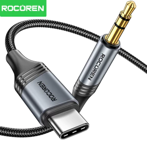 Cáp âm thanh AUX Rocoren Type-C sang 3,5mm Nam sang Nam Âm thanh tinh khiết Thưởng thức cho điện thoại Tai nghe Laptop Xe hơi Âm thanh TV