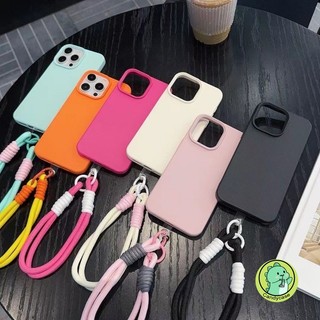 Vỏ Dây Da Hạt Cho iPhone 12 Pro Max 12 Mini 11 Pro Max XR XS Max X 8 7 6 6s Plus SE 2022 2020 Ốp lưng Mềm Chống Sốc Màu Kẹo Dễ Thương Có Dây Đeo Tay