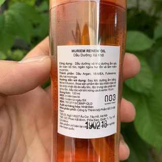 Dầu dưỡng chăm sóc tóc hư tổn 003 Number Three Muriem Renew Oil 120ml [ TN ]