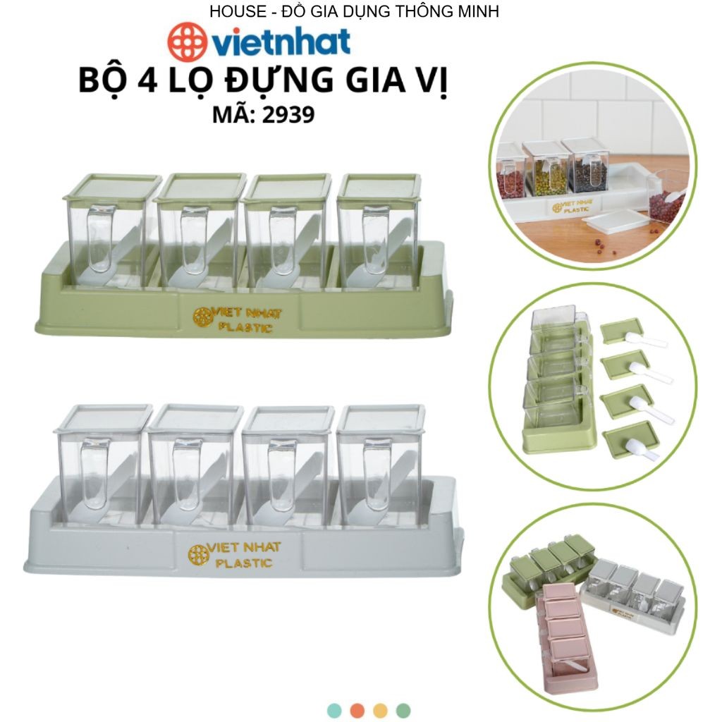 Bộ 4 Lọ Đựng Gia Vị Chính Hãng VIỆT NHẬT (Mã 2939)