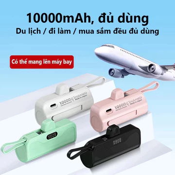 Sạc Dự Phòng 10000mAh 20W ⚡ Sạc Nhanh Trực Tiếp – Hỗ Trợ Sạc 2 Thiết Bị Cùng Lúc🔋Tích Hợp Giá Đỡ 📱 Cổng Sạc Kép Tiện Lợi
