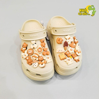Jibbitz charm sticker đá hình gấu nâu gắn trang trí dép