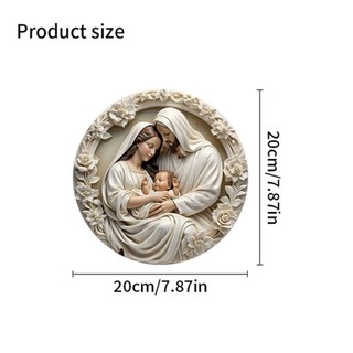ASDFGER Mặt dây chuyền sinh nhật Chúa Giêsu, Trang trí cảnh Chúa giáng sinh bằng gỗ tròn, Nghệ thuật tôn giáo 2D Hiệu ứng giảm phẳng Ký hiệu Giáng sinh Đồ trang trí lý tưởng