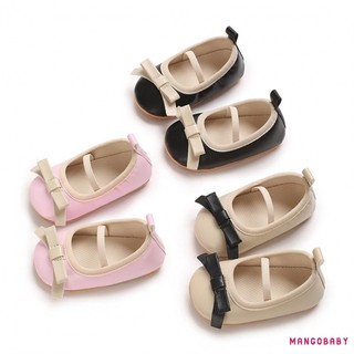 Mg-baby Girls Mary Jane Flats Thanh Lịch Nơ Trang Trí Giày Cũi Chống Trơn Trượt Cho Trẻ Sơ Sinh