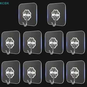 10 Móc treo tự dính chắc chắn bằng thép không gỉ trong suốt cho nhà bếp Tường cửa phòng tắm đa chức năng [BK]