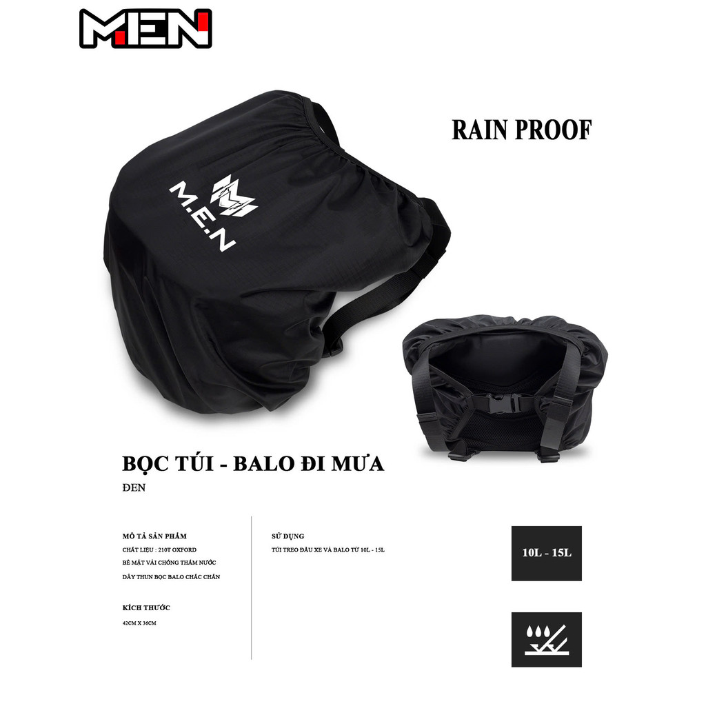 Túi trùm balo đi mưa kháng nước thời trang Men M100 [CHUẨN XƯỞNG SẢN XUẤT]
