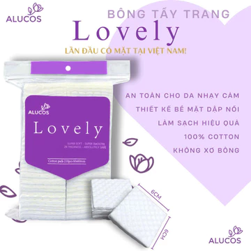 Bông Tẩy Trang Alucos Lovely Làm Sạch Sâu, Bông Tẩy Trang Lovely, Bông Tẩy Trang Bạch Tuyết Sần Sùi Làm Sạch Sâu