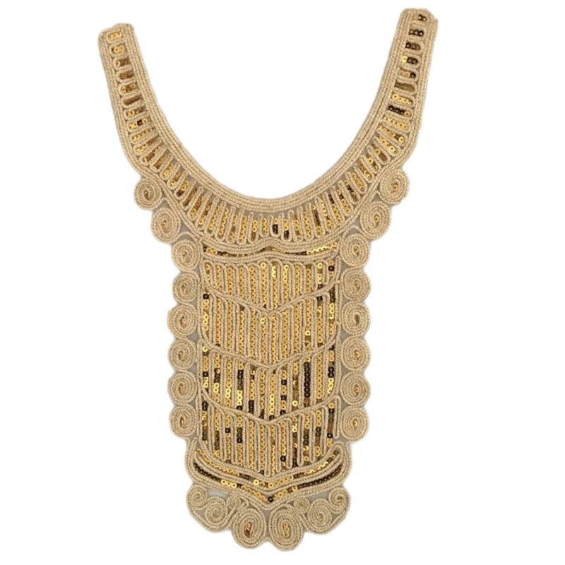 Elegant Embroidered Lace Neckline Collar Sew On Appliques with Sequins for Women