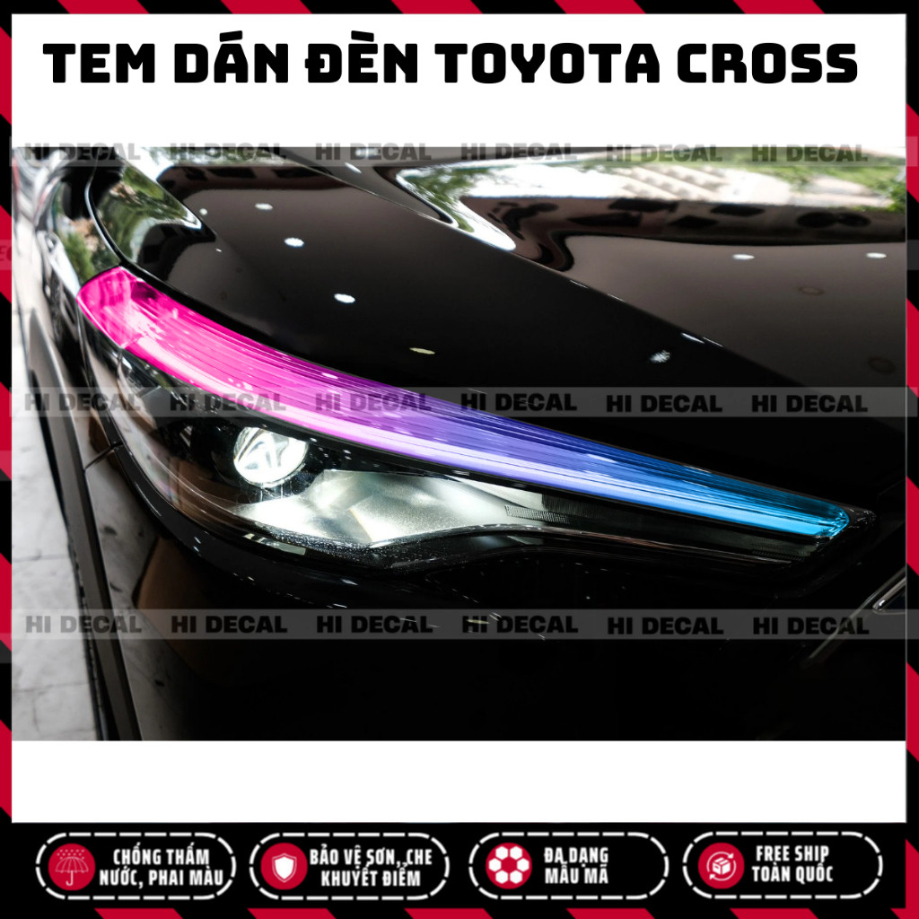 Tem dán đèn Corolla Cross form cũ, decal trang trí đèn Cross bền màu chống xước