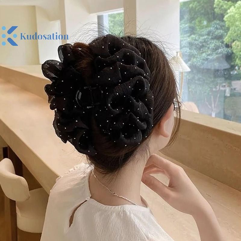 Kudosation Mùa Hè Ngọt Lưới Tuyn Ngôi Sao Bong Bóng Tóc Vuốt Kẹp Dành Cho Nữ Chắc Chắn Đuôi Ngựa Kẹp Mũ Đội Đầu Phụ Kiện