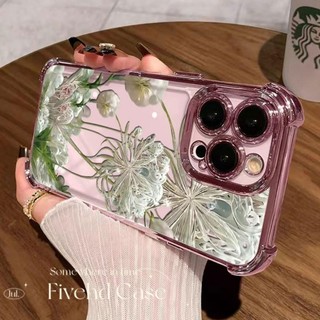 Ốp Điện Thoại Hoa Sang Trọng Cho iPhone 11 16 15 14 13 12 Pro Xs Max XR X 7 8 Plus HD Trong Suốt Vỏ TPU Mềm Vỏ Điện Thoại Di Động Chống Sốc Ốp Lưng Bảo Vệ
