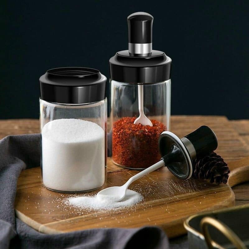 Lọ đựng gia vị thủy tinh kèm muỗng, Hũ đựng gia vị thủy tinh kèm thìa cao cấp thông minh