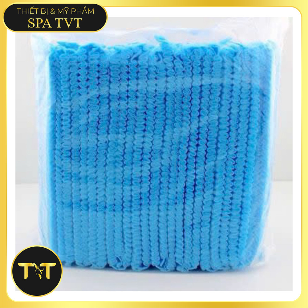Mũ Chụp Tóc Con Sâu Vải Không Dệt 100 Cái, Dùng Một Lần Cho Spa, Phun Xăm, Chăm Sóc Da