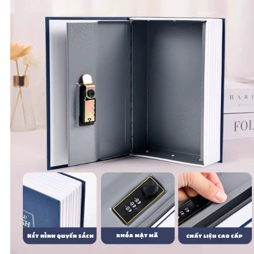 Hộp Đựng Tiết Kiệm Tiền Thông Minh Có Mật Khẩu, Két Sắt Mini Hình Sách Lõi Kim Loại An Toàn