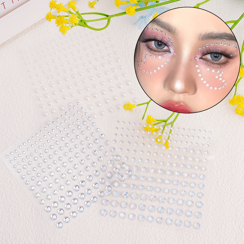 Trang sức mặt Nhãn dán kim cương giả 3D - Nhãn dán hình xăm dùng một lần DIY Eyes Face Body Crystal Trang trí nghệ thuật