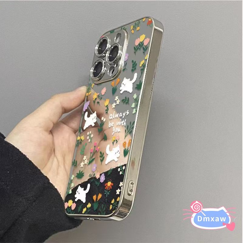 Ốp Điện Thoại Hoa Gương Mạ Điện Cho Redmi Note 14 13 12 Pro Plus 12 Turbo 11 11S 11T 10 Pro 10T 13 13C 13R 12 12C 10A 5G 4G Vỏ Toàn Màn Hình Chạy Chó Chống Sốc