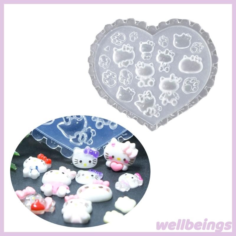 Wellb Silicone Móng Tay Khắc Khuôn Móng Tay Stencils Hình Mèo Dụng Cụ Làm Móng Tay Silicon Dập Móng Tay Nghệ Thuật Khuôn Silicon Thảm