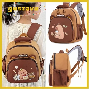 Ba lô GUSTAVA Capybara, Túi đi học Capybara dung tích lớn bằng Nylon, Ba lô mẫu giáo nhẹ nhiều lớp hoạt hình