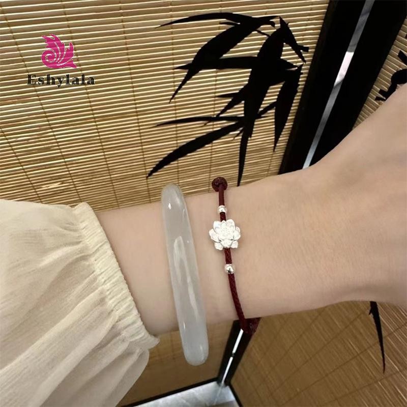 Phong Cách Trung Hoa Tay Hoa Sen May Mắn Lắc Tay Dành Cho Nữ Đơn Giản Tinh Tế Có Thể Điều Chỉnh Vòng Tay Phụ Kiện Trang Sức Quà Tặng [MỚI]