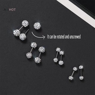 JULYHOT Thời Trang Thép Titan Unisex Nam Nữ Tròn Pha Lê Zircon Tai Bông Tai Thời Trang Sáng Bóng Sụn Xuyên Trang Sức Massivedeals