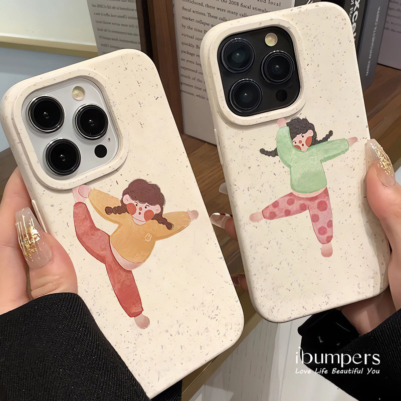 ibumpers Ốp Lưng IPhone Họa Tiết Cô Gái Dễ Thương Đơn Giản Cho IPhone 16 15 14 12 13 11 Pro Max IP 7 8 Plus X XS XR Ốp Điện Thoại Silicon Mềm Chống Sốc