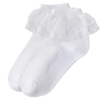 WIT Tất mắt cá chân thoải mái và hợp thời trang cho bé gái Thanh lịch hai lớp ren xếp nếp cho lứa tuổi 1-10 + Tuổi trẻ mặc hàng ngày