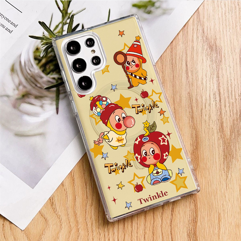 Ốp điện thoại nam châm cứng trong suốt "Twinkle" dễ thương cho Samsung S25 Ultra S24 FE S24U S23U S22 A56 A55 S25 + S24 Plus S23 S20 FE Vỏ Samsung chống sốc