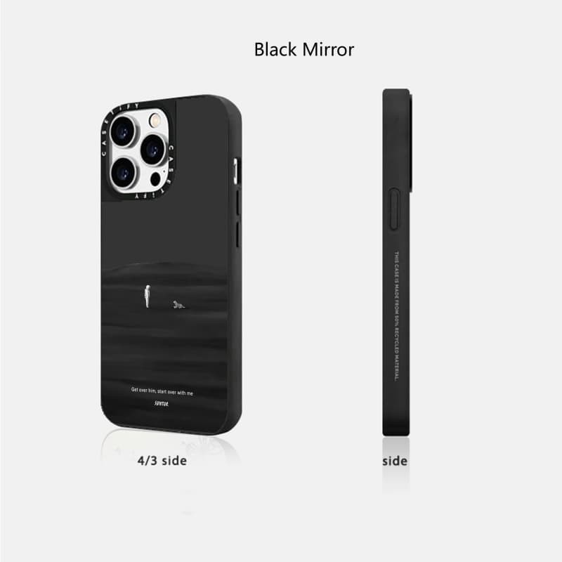 CASETiFY X Suntur Hãy vượt qua anh ấy, bắt đầu lại với tôi Vỏ IPhone gương đen & bạc hút từ tính IPhone 16 15 14 13 12 Pro Max Plus Ốp điện thoại cứng có hộp khắc logo